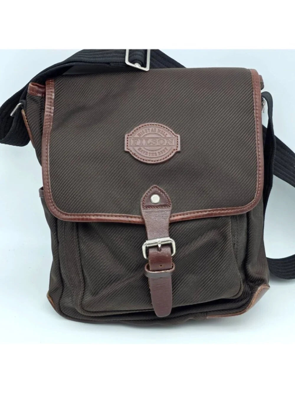 Filson Messenger Bag Mens Medium Brown Rugged Twill Leather Field Crossbody USA